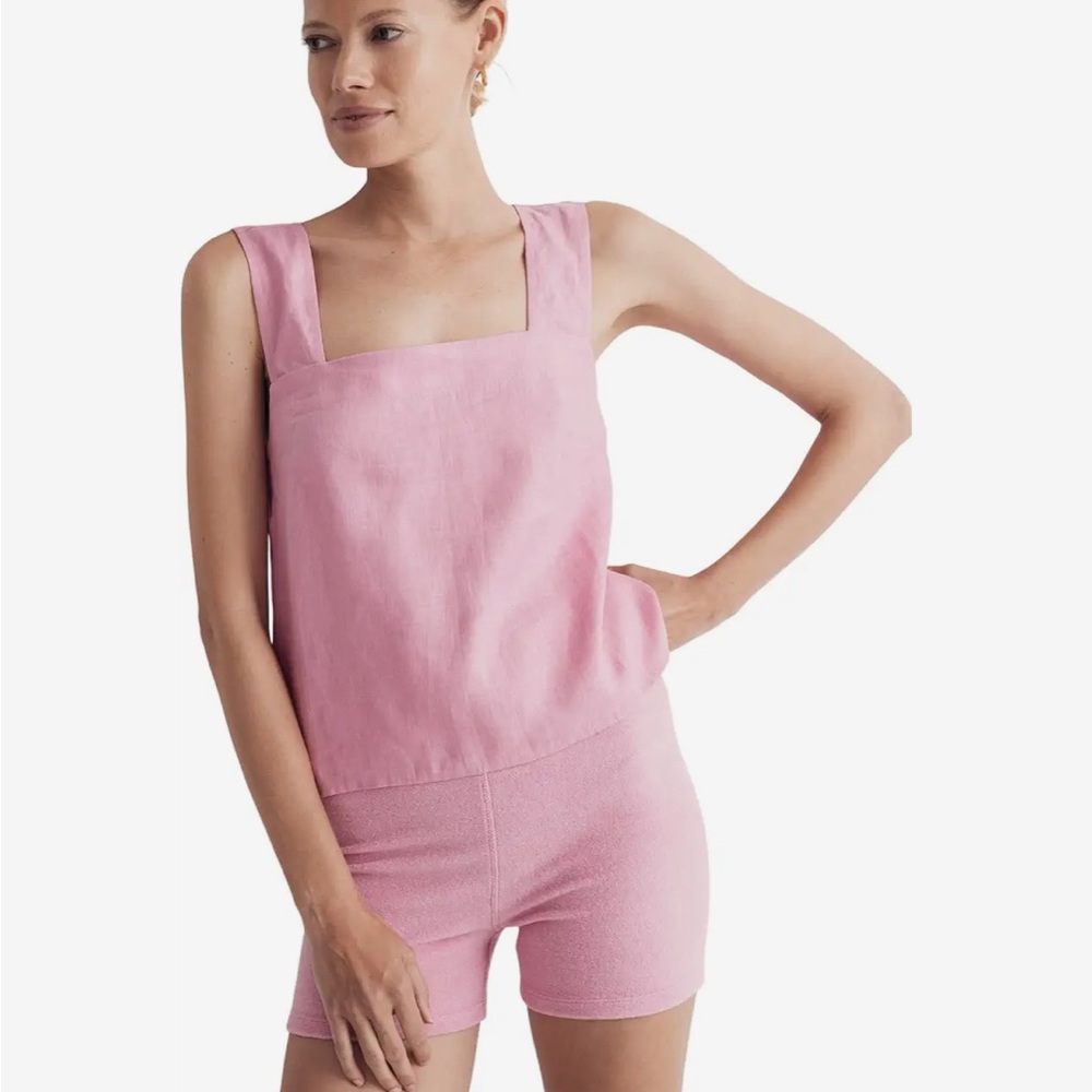 100% Linen Cross-Back Sleeveless Top